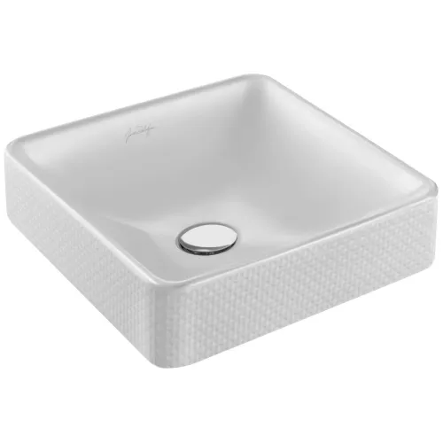 Накладная раковина Vox 40х40х13,5 см, отверстие для перелива в передней части, рисунок парижское бистро, санфарфор EVG102-PT4 Jacob Delafon