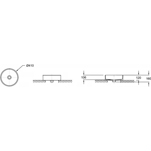 Накладная раковина Delta Pure 41х41х16 см, без заглушки, санфарфор E90012-0 Jacob Delafon