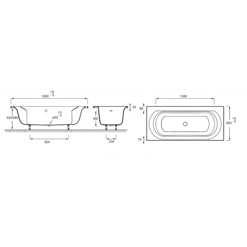 Акриловая ванна Elise 180х80 см E60283-00 Jacob Delafon