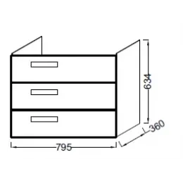 Модуль под раковину Rythmik 79,5х36х63,4 см, светло-коричневый блестящий, 3 выдвижных ящика, 4 ящичка для хранения EB1308-G80 Jacob Delafon
