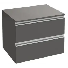 Тумба для ванной Vox 2 ящика, серая кожа, встроенные ручки, подвесной монтаж 60х46 см EB2060-RA-N29 Jacob Delafon