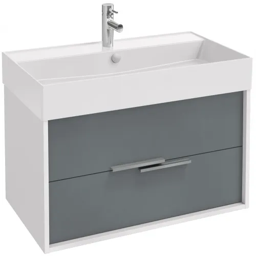 Модуль под раковину Vivienne 79,9х45,2х45,2 см, 2 ящика, корпус белый глянцевый/ фасад матовый серый EB1667-J5-J54 Jacob Delafon