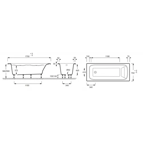Ванна из материала Flight Elite 170х70 см, встраиваемая E6D030RU-00 Jacob Delafon
