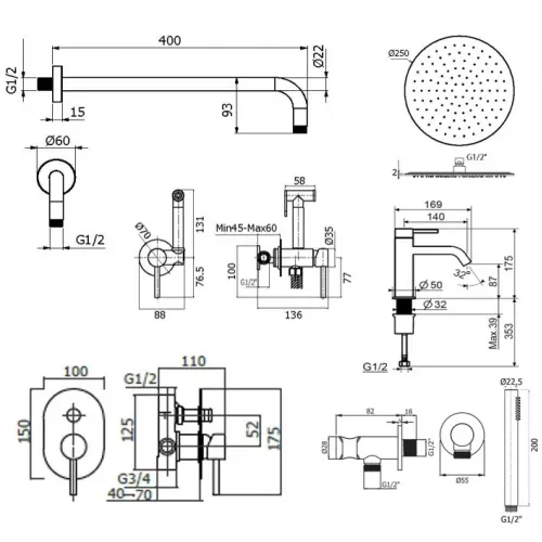 Комплект для душа Plumberia Selection IXO KITZXO15CR53