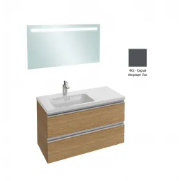 Комплект мебели для ванной Vox 100 см, серый антрацит, 2 ящика, левосторонний, подвесной монтаж, с подсветкой EB1416-NF+EXAC112-Z-00+EB2025-RA-442 Jacob Delafon