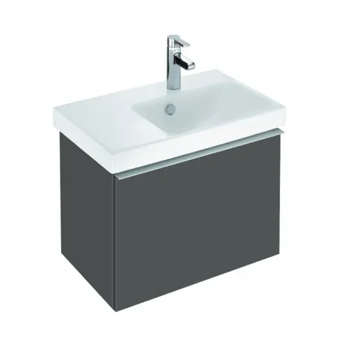 Модуль с раковиной Odeon Up 65 см, серый антрацит меламин, 1 выдвижной ящик, с левым крылом, подвесной монтаж E4758G-00+EB886-N14 Jacob Delafon