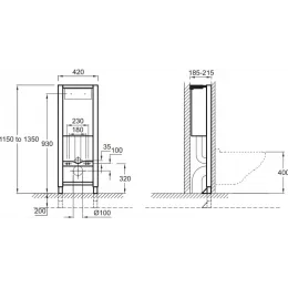 Система инсталляции для унитаза 42х18,5х115 см, без кнопки E4311-NF Jacob Delafon