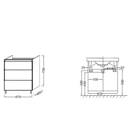 Модуль под раковину Odeon Up 67х48,5х73,8 см, серый бетон EB992-N26 Jacob Delafon