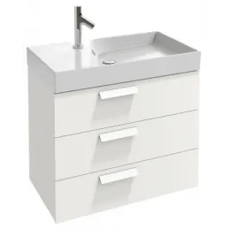 Модуль с раковиной Rythmik 80 см, белый блестящий лак, 3 выдвижных ящика. 4 доп. ящичка для хранения, гладкая нижняя поверхность, подвесной монтаж EXO112-Z-00+EB1309-G1C Jacob Delafon