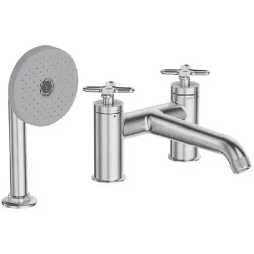 Смеситель на борт ванны Nouvelle Vague матовый хром, мультирежимный ручной душ, на 3 отв. E78343-CAT Jacob Delafon