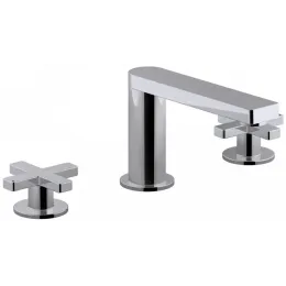 Смеситель на горизонтальную поверхность (деку) с изливом Composed титан, крестообразный вентиль, без выхода на душ, на 3 отв., неповоротный излив E73060-3-TT Jacob Delafon