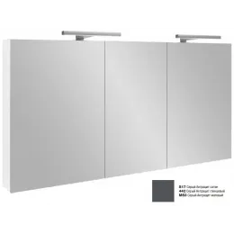 Зеркало 140х65 см, серый антрацит глянцевый, 3 дверцы, с подсветкой EB1370-442 Jacob Delafon