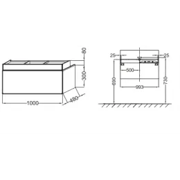 Модуль под раковину Terrace 100х48х38 см, сливовый блестящий, верхний ящик из цельного дерева, система push-to-open EB1187-F26 Jacob Delafon