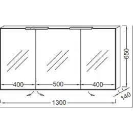 Зеркало 130х65 см, медный бетон, с двухсторонним зеркалом, 3 стеклянные полки на отделение, с подсветкой EB1369-N28 Jacob Delafon