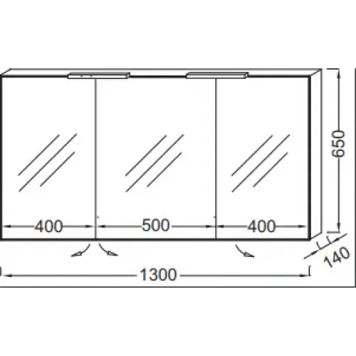 Зеркало 130х65 см, медный бетон, с двухсторонним зеркалом, 3 стеклянные полки на отделение, с подсветкой EB1369-N28 Jacob Delafon
