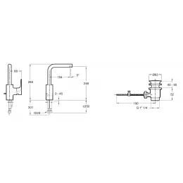 Высокий смеситель на столешницу Aleo 24,8 см, поворотный излив, с донным клапаном E72278-CP Jacob Delafon