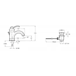Смеситель для умывальника Fairfax высота излива 57 мм, неповоротный излив, с донным клапаном E72090-CP Jacob Delafon