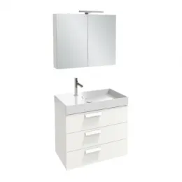 Комплект мебели для ванной Rythmik 80 см, белый блестящий лак, с подсветкой, подвесной монтаж EXP112-Z-00+EB796RU-G1C+EB1308-G1C Jacob Delafon