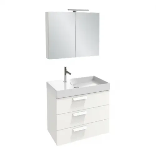 Комплект мебели для ванной Rythmik 80 см, белый блестящий лак, с подсветкой, подвесной монтаж EXP112-Z-00+EB796RU-G1C+EB1308-G1C Jacob Delafon