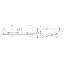 Акриловая ванна Odeon Up 160х90 см, левосторонняя, производство Россия, асимметричная E6065RU-00 Jacob Delafon