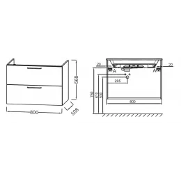 Модуль под раковину Odeon Rive Gauche 80х50,8х56,8 см, 2 ящика, белый глянцевый, ручки хром EB2522-R5-N18 Jacob Delafon