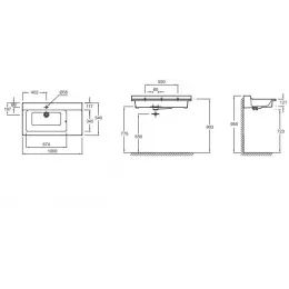 Модуль с раковиной Soprano 100 см, 2 ящика, плавное закрывание, раковина-столешница, квебенский дуб, подвесной монтаж EB1331-E10+EXK122-00 Jacob Delafon