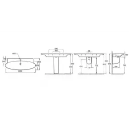 Подвесная раковина Presqu'ile 130х50х10 см, 1 отверстие для смесителя, санфарфор E4435-00 Jacob Delafon