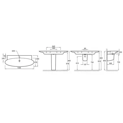 Подвесная раковина Presqu'ile 130х50х10 см, 1 отверстие для смесителя, санфарфор E4435-00 Jacob Delafon