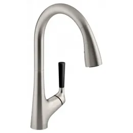 Смеситель для кухни с выдвижной лейкой Malleco матовая сталь, поворотный излив E562-VS Jacob Delafon