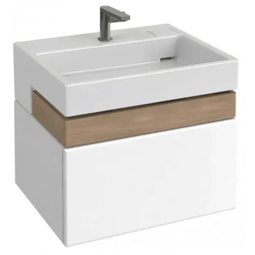 Модуль под раковину Terrace 60х48х38 см, розетка, подсветка, белый глянцевый, верхний ящик из цельного дерева EB1730RU-G1C Jacob Delafon
