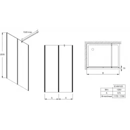 Душевая перегородка Walk-In Serenity 120х200 см, анти-известковое покрытие, 6 мм, черный профиль E14W120-BLV Jacob Delafon