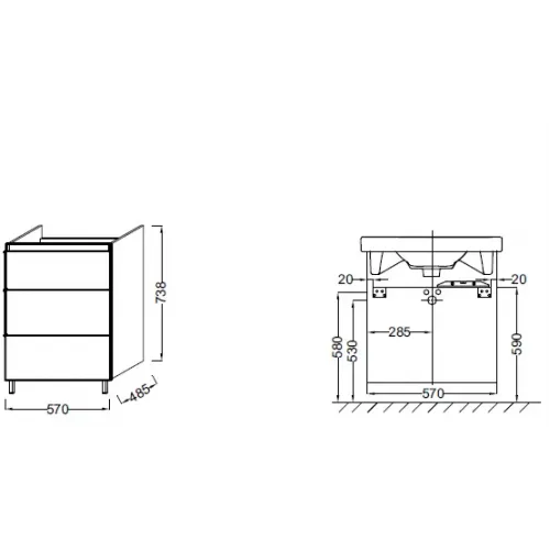 Модуль под раковину Odeon Up 57х35,4х73,8 см, дуб шампань EB990-E19 Jacob Delafon