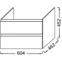 Модуль под раковину Madeleine 60,4х46,2х45,2 см, 2 ящика, встроенные ручки, белый матовый EB2052-J51 Jacob Delafon