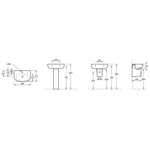 Подвесная раковина Odeon Up 56х37,2х13,5 см, 1 отверстие для смесителя, санфарфор E4755G-00 Jacob Delafon