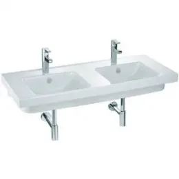 Подвесная раковина Odeon Up 120х50х13,8 см, с 2-мя отверстиями под смеситель, санфарфор, двойная E4730-00 Jacob Delafon