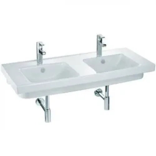 Подвесная раковина Odeon Up 120х50х13,8 см, с 2-мя отверстиями под смеситель, санфарфор, двойная E4730-00 Jacob Delafon