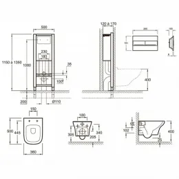 Комплект унитаза с инсталляцией Vox глубина унитаза 50см, клавиша хром глянец, с микролифтом, безободковый, быстросъемное E21744RU-00 Jacob Delafon