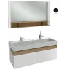 Комплект мебели для ванной Terrace 150 см, черный лак, 2 ящика, с полочкой, двойная раковина с подсветкой, с подсветкой, подвесной монтаж EB1183-NF+EB1188-274+EXA9112-00 Jacob Delafon