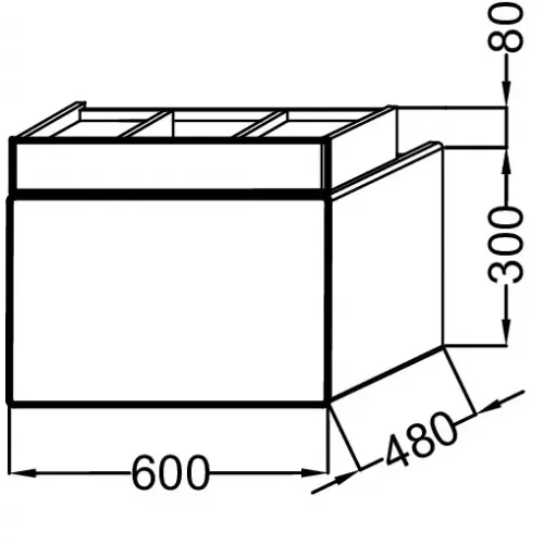 Модуль под раковину Terrace 60х48х38 см, темно-синий глянцевый, верхний ящик из цельного дерева, система push-to-open EB1185-G98 Jacob Delafon