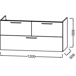 Модуль под раковину Odeon Rive Gauche 120х50,8х56,8 см, 3 ящика, белый глянцевый, ручки - черный EB2545-R9-N18 Jacob Delafon