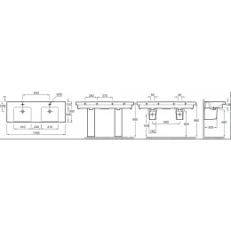 Модуль с раковиной Odeon Up 140 см, серый антрацит, подвесной монтаж E4779-00+EB997-N14 Jacob Delafon