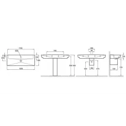 Подвесная раковина Reve 120х46,5х13,5 см, с отверстием для смесителя, сотверстием перелива и заглушкой, санфарфор E4800-00 Jacob Delafon