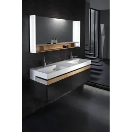 Модуль под раковину Terrace 150х48х38 см, серый титан блестящий, верхний ящик из цельного дерева, система push-to-open EB1189-N21 Jacob Delafon