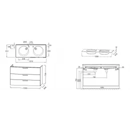 Модуль под раковину Odeon Rive Gauche 120х50,8х73,9 см, 3 ящика, эвкалипт глянцевый, белые ручки EB2535-R6-G1O Jacob Delafon