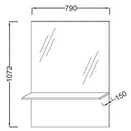 Зеркало Struktura 79х107,2 см, высокое, с белой полкой EB1213-N18 Jacob Delafon