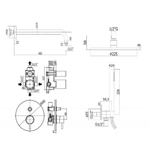 Комплект для душа PAFFONI Light KITLIG015HG