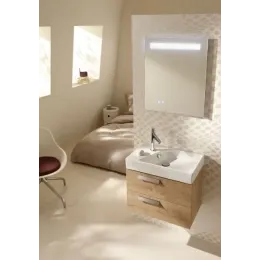 Модуль с раковиной Rythmik 60 см, малиновый лак, 2 выдвижных ящика, 1 отверстие для смесителя слева, подвесной монтаж EXR112-Z-00+EB1300-R3 Jacob Delafon