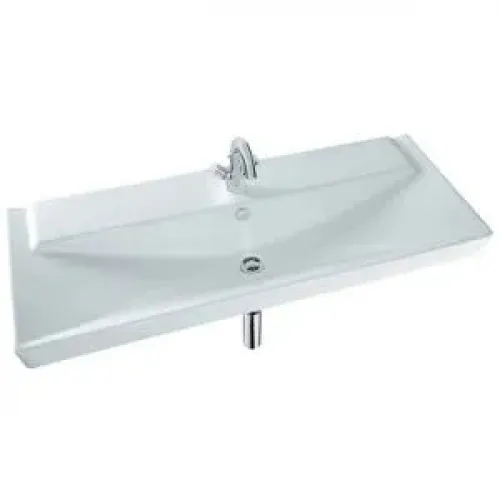 Подвесная раковина Reve 120х46,5х13,5 см, с отверстием для смесителя, сотверстием перелива и заглушкой, санфарфор E4800-00 Jacob Delafon