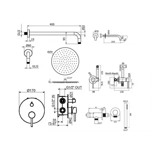 Комплект для душа Plumberia Selection IXO KITZXO19CR260