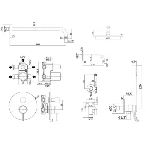 Комплект смесителей PAFFONI Light KITZLIG019CR045